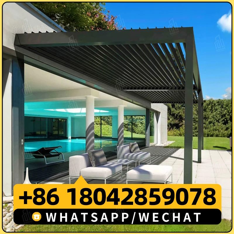 Modern Garden Bioclimatica Pergola Motorized Louvre Roof Kits Patio Outdoor Aluminium Louvered Aluminum Bioclimatic Pergola