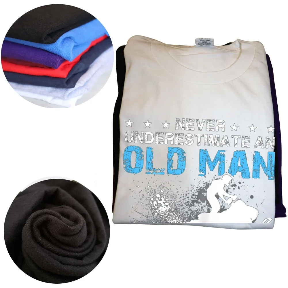 Never Underestimate An Old Man with A Snowmobile Ski T Shirts Graphic Cotton Short Sleeve Birthday Gifts Summer Style T-shirt