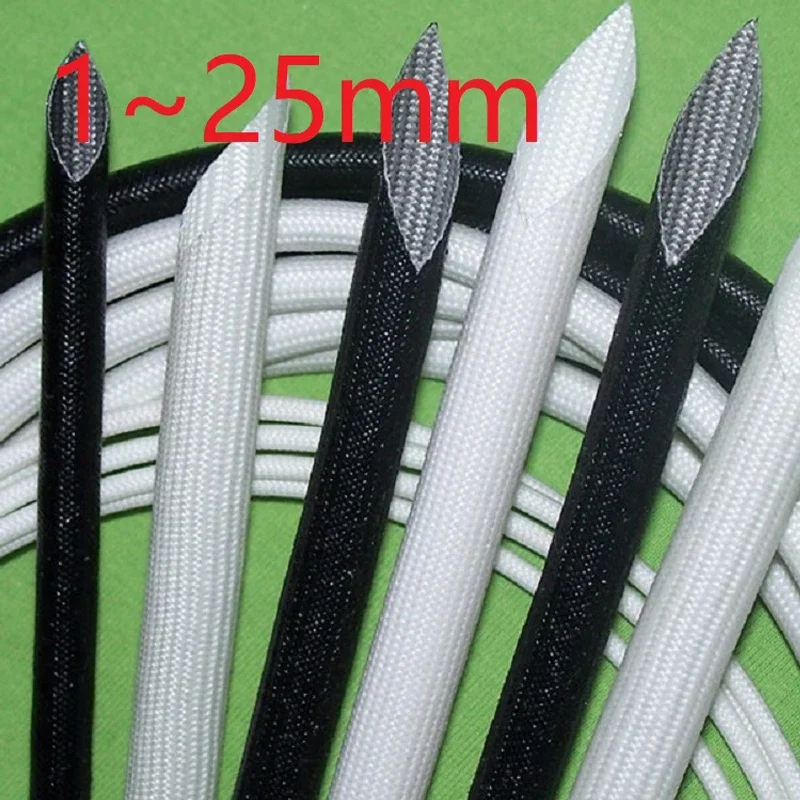 

ID 1 ~ 25mm Fiberglass Tube Silicone Resin Braided Wire Sleeve Flame Resistant Fiber Glass Insulate Cable Protect Pipe 200 Deg.C