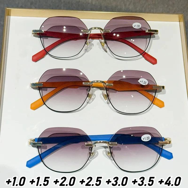 

Neutral Fashion New Style Reading Glasses Retro Color-block Round Frame Trendy Reading Glasses Blue Light Blocking Glasses +4.0