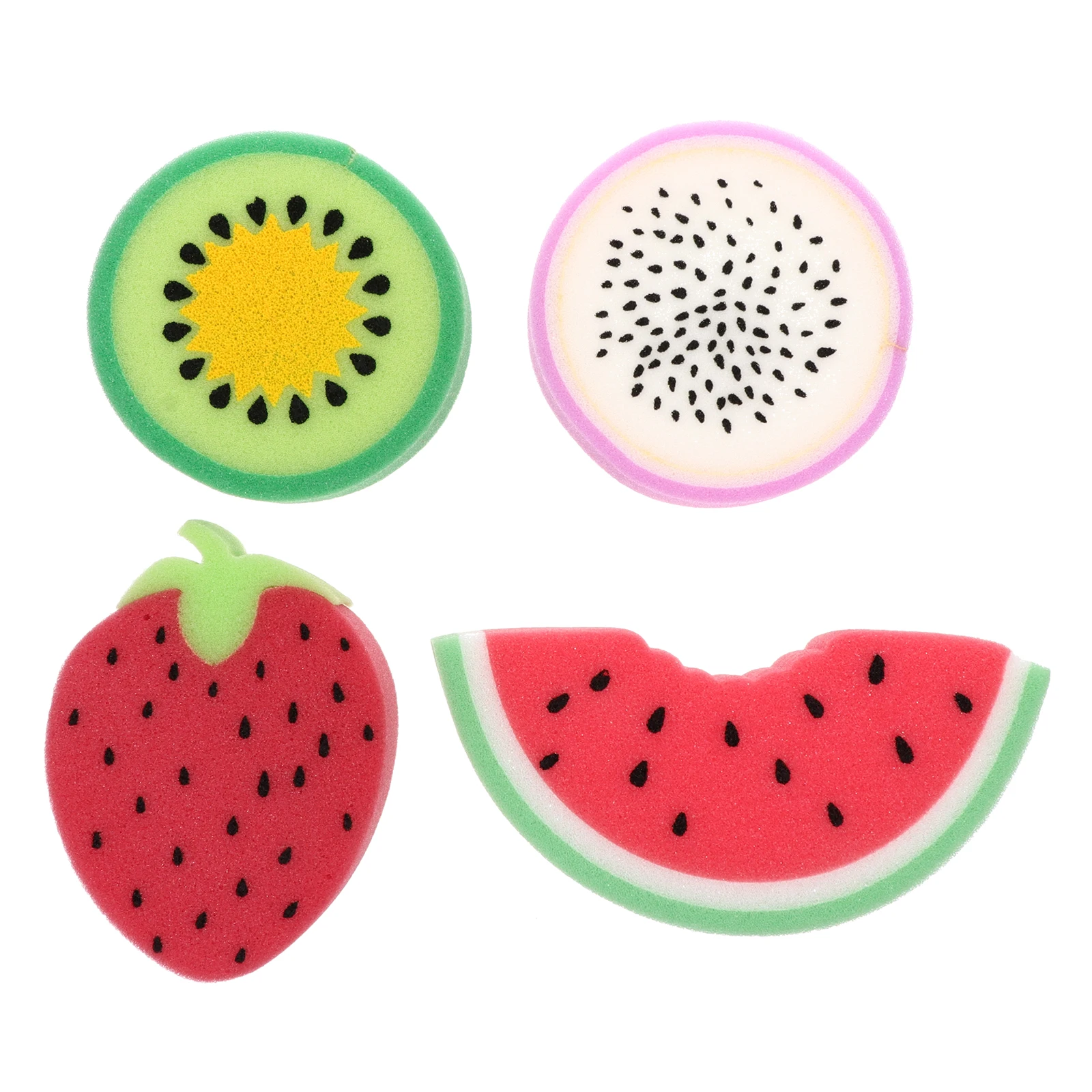 

4 Pcs Shaped Bath Sponge Strawberry Melon Cotton Shower Sponge Shower Exfoliating Body Scrub Soft Baby Tool