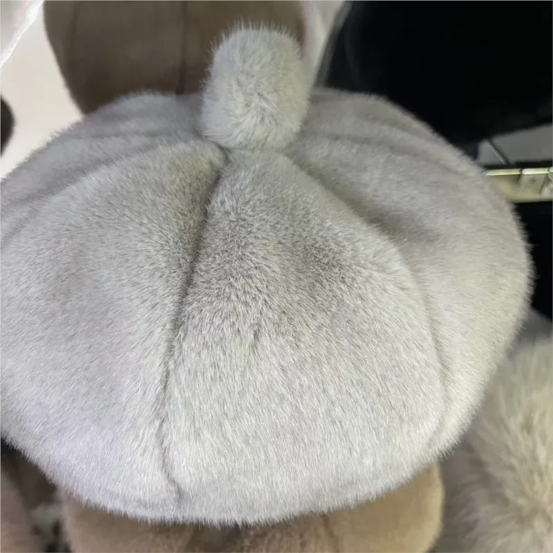New water-wool imitation hats for women middle-aged velvet octagonal berets