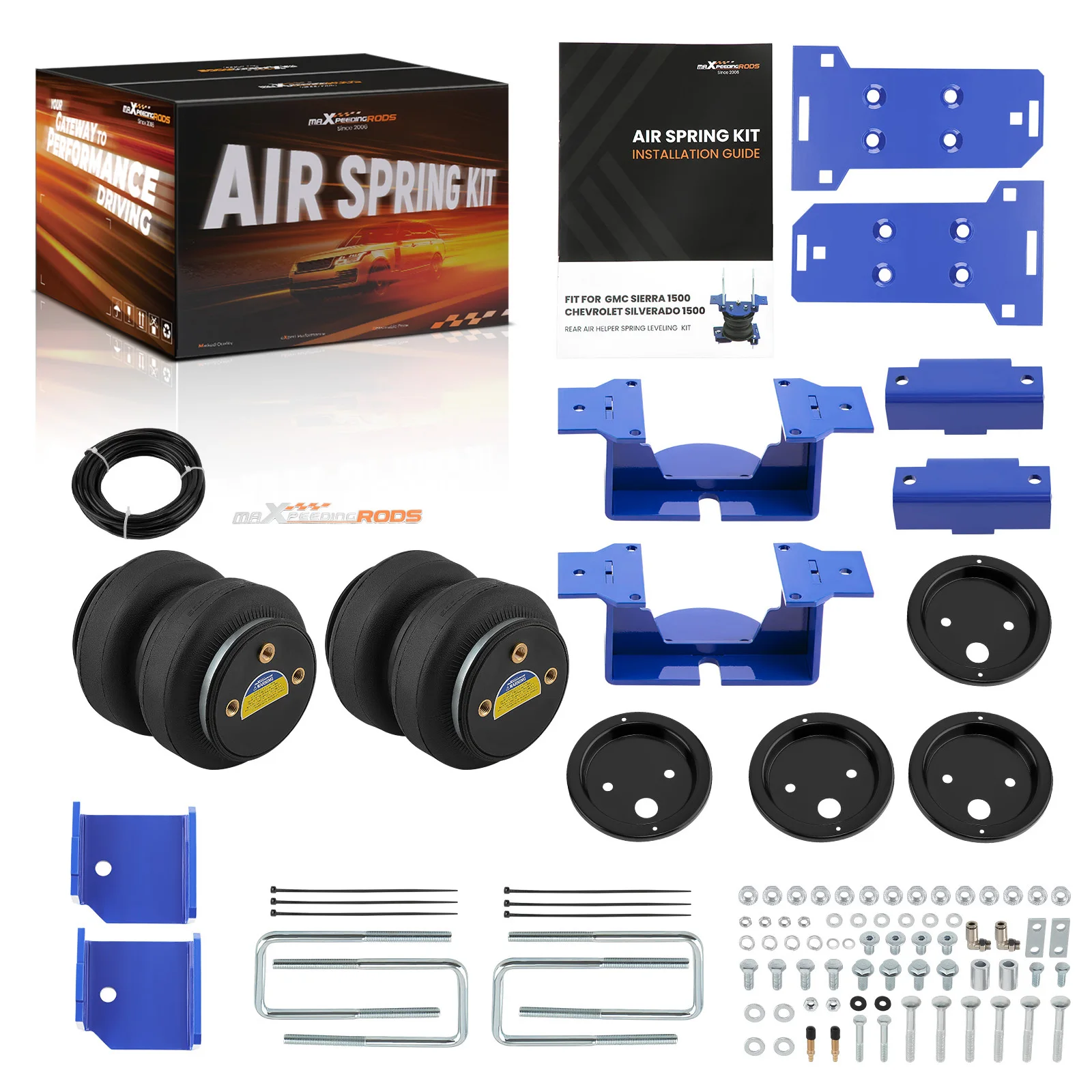 

MaXpeedingrods задний комплект подушки безопасности для буксировки, комплект подвески пневматической пружины для GMC Sierra 1500 Chevrolet Silverado 4WD 2019-2026