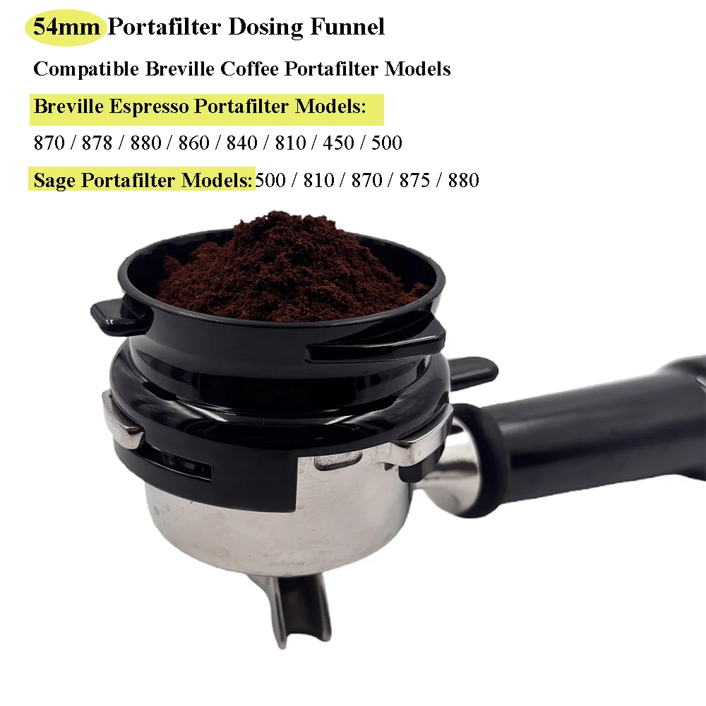 54mm Coffee Dosing Ring Anti-Flying Powder Dosing Funnel, Fits Breville/Sage 810/870/875/880 Espresso Machine Portafilter