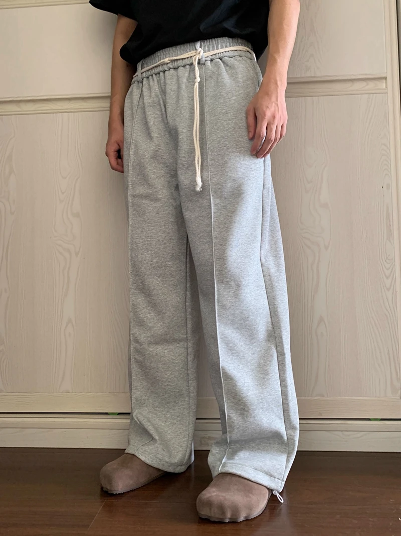 2024, neu in Übergröße, gerades Bein, Jogginghose, Frühling und Herbst, Schwarz, Grau, weite Jogginghose, amerikanische lockere, lässige Jogger für Herren – Detail 4