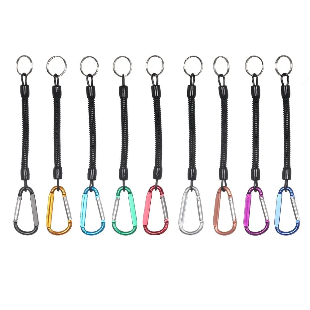 Retractable Tether Security Gear Tool Anti-lost Phone Keychain Portable Fishing Lanyards Spring Elastic Rope Camping Carabiner