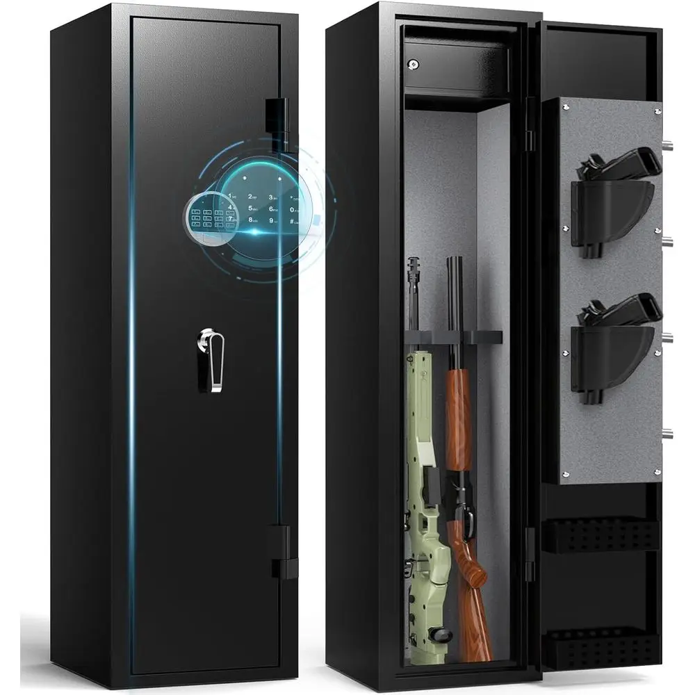 

Quick Access Digital Safes for Home Firearms: Rifle, Pistol Storage Solutions with Removable Shelves and Pockets