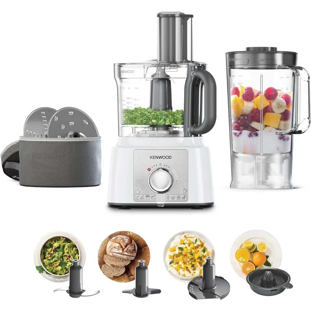 Procesador de Alimentos (1000 W, bol 3 L, batidora vaso 1,5 L, exprimidor, accesorios corte)