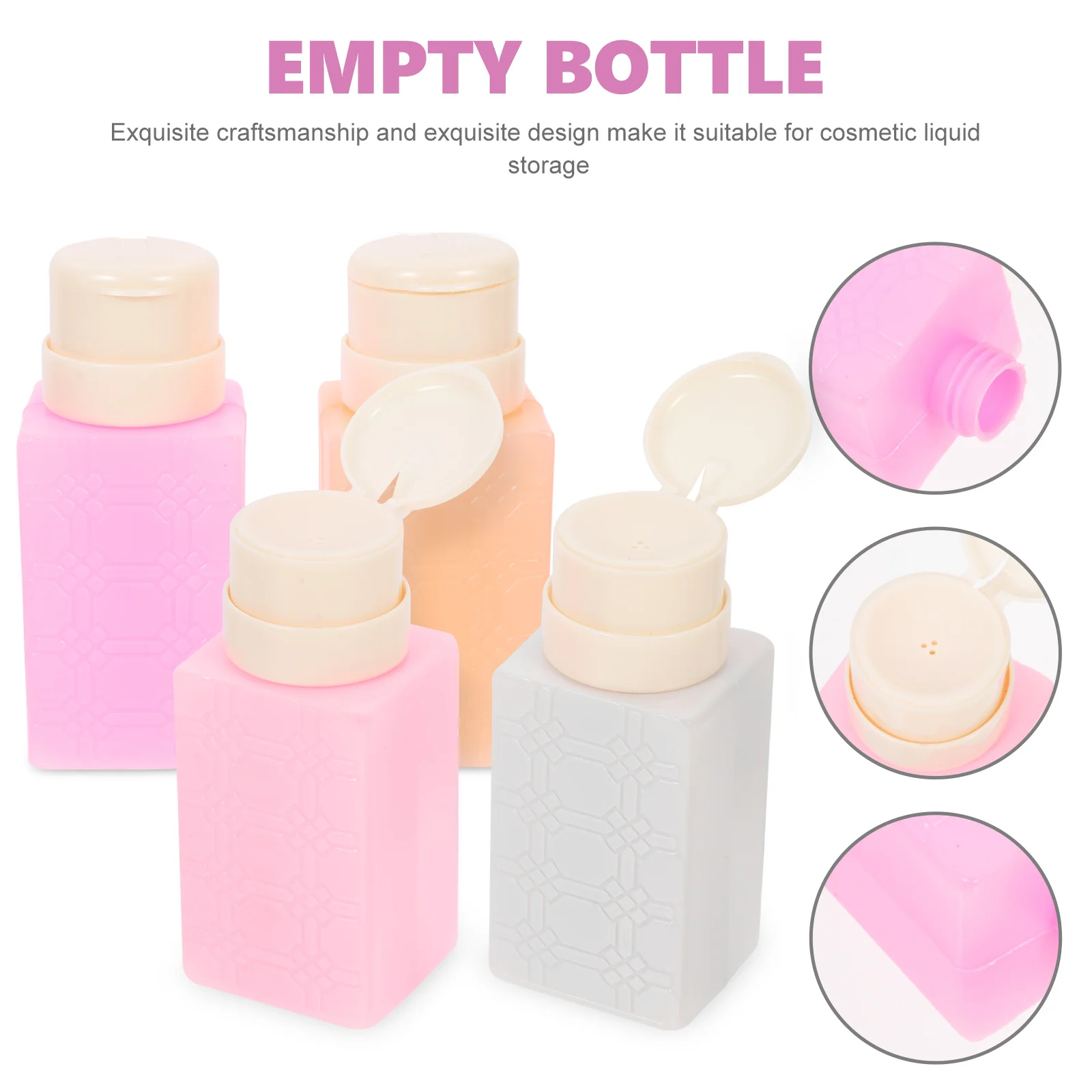 4 Pcs Nail Remover Water Bottling Leakproof Pump Bottle Polish Gel Refillable Clean Liquid Bottles Dispensers Pp Manicure