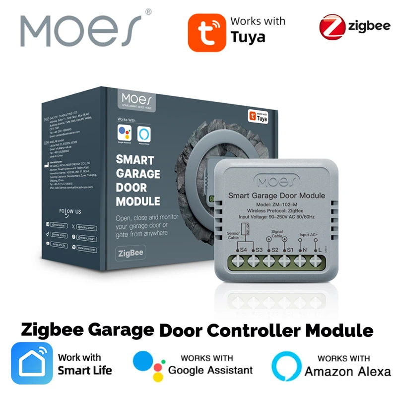

MOES Tuya Zigbee Garage Door Controller Module Smart Home Real-time Notifcation App Remote Control Works With Alexa Google Home
