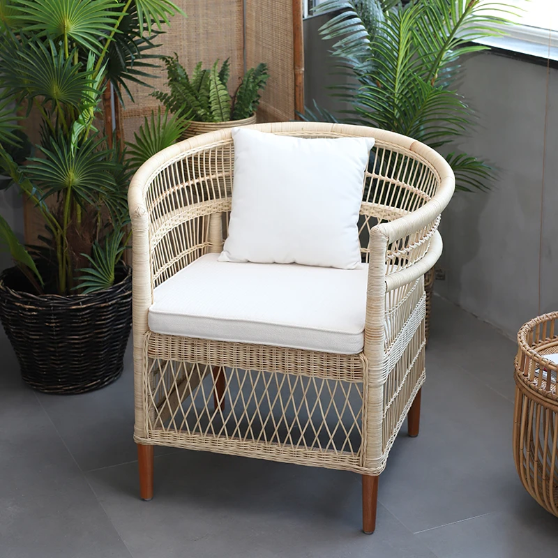 

CXH Home Courtyard Balcony Single Leisure Chair Printed Rattan Sand Chair