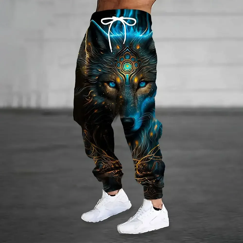 Autumn Men Outdoor Sports Pants Fashion pattern Printed Sweatpants Men Loose Pocket Drawstring Winter Sweatpants clothes for man