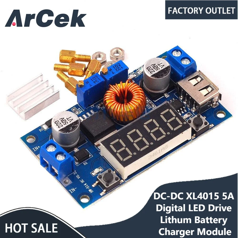 

DC-DC XL4015 5A Digital LED Drive Lithum Battery Charger Module CC/CV USB Step Down Buck Converter With Voltmeter Ammeter