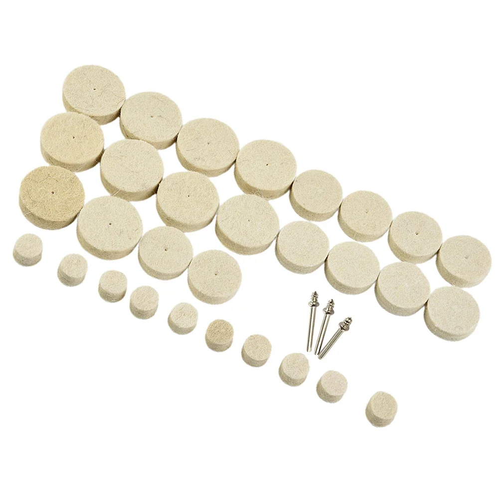 33Pcs/Set Buffing Wheel Kit Wool Felt&Connecting Rod 3.175mm Shank For Cleaning Polishing Metal Wood Power Tool Accessories
