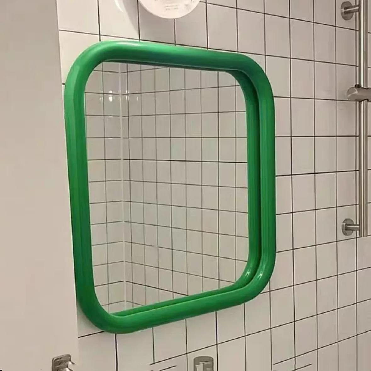 Stainless steel Bathroom  Mirror Small Modern Metal Frame Portable Makeup Mirror Wall Hanging Spiegel Home Decoration