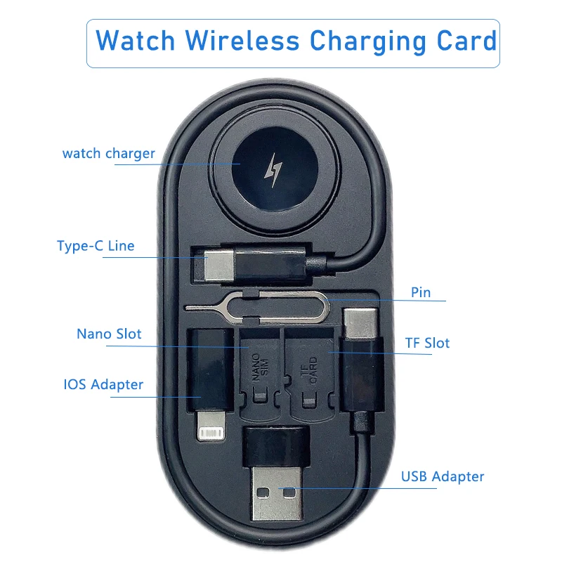 Chargeur de montre à charge rapide sans fil, support de carte portable, base 1 en 1, adapté pour iWatch Apple S9, S8 Ultra, 2W, s7