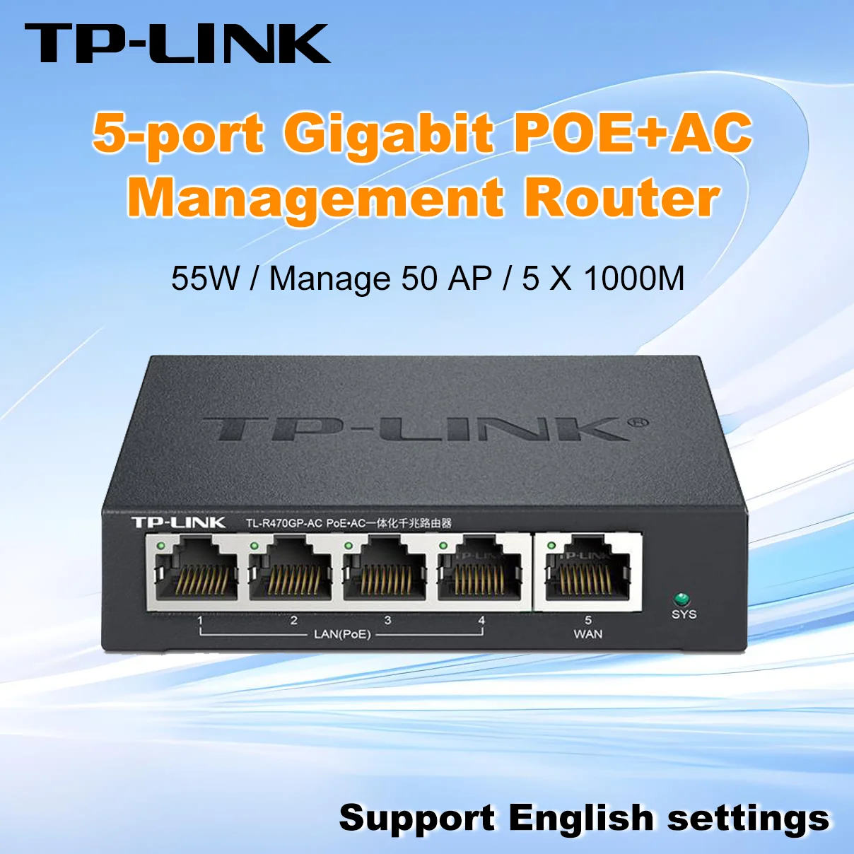 

TP-LINK Full Gigabit 1000Mbps Port R470GP-AC Router PoE Power Supply Network Switch Ethernet AP Controller VPN Control