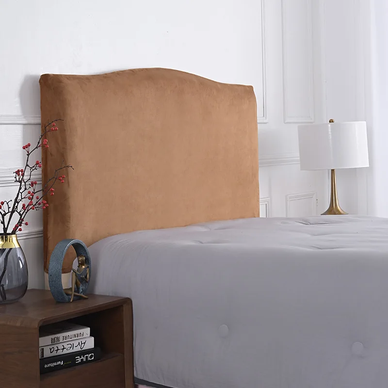 Funda de terciopelo para cabecera de cama, cubierta para cabecera de cama, decoración para dormitorio, parte trasera de cama sólida, cubierta protectora elástica a prueba de polvo