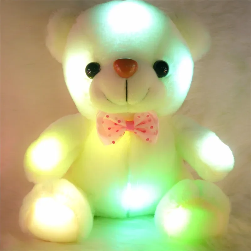 22cm Light Up LED Teddy Bear Stuffed Animals Plush Toy Pink Glowing Teddy Bear Christmas Gift for Kids