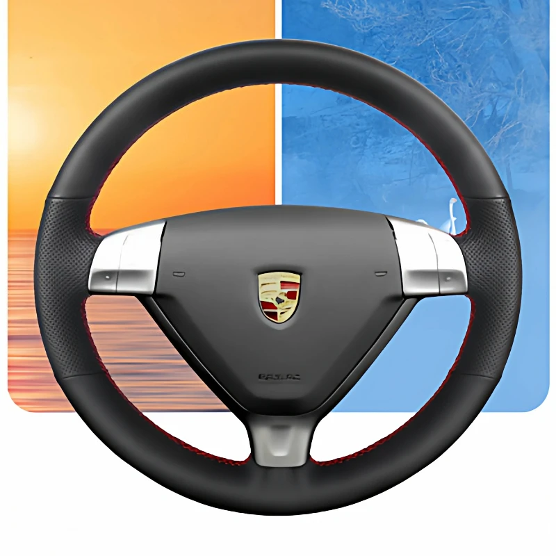 

Hand-Stitched Non-Slip Genuine Leather suede car Steering Wheel Cover for Porsche 997 911 Boxster 987 Cayman 997 2004-2009