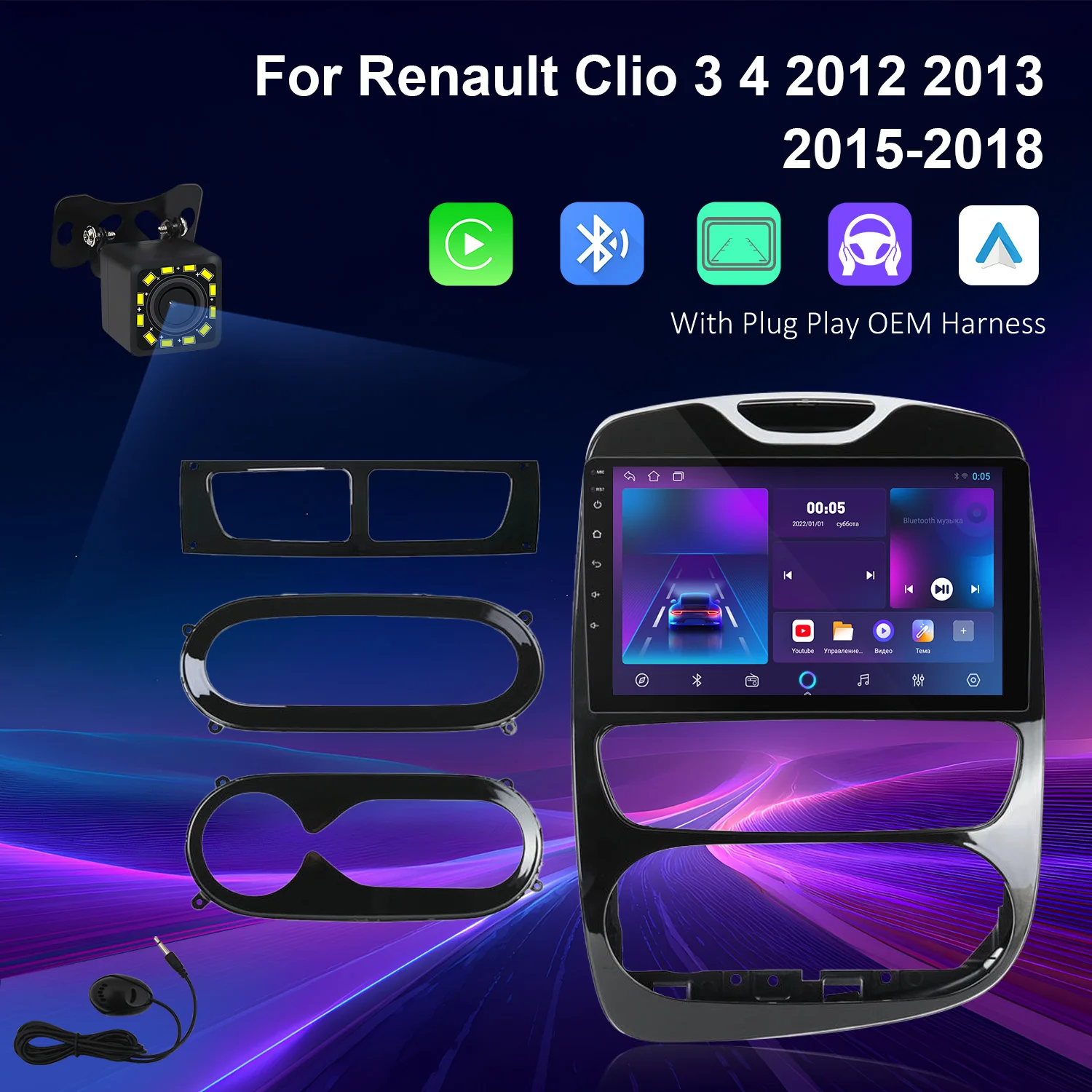 

KSPIV Car Radio For Renault Clio 3 4 2012 2013 2015 - 2018 Wireless CarPlay Android Auto 4G Multimedia Player GPS 2Din Autoradio