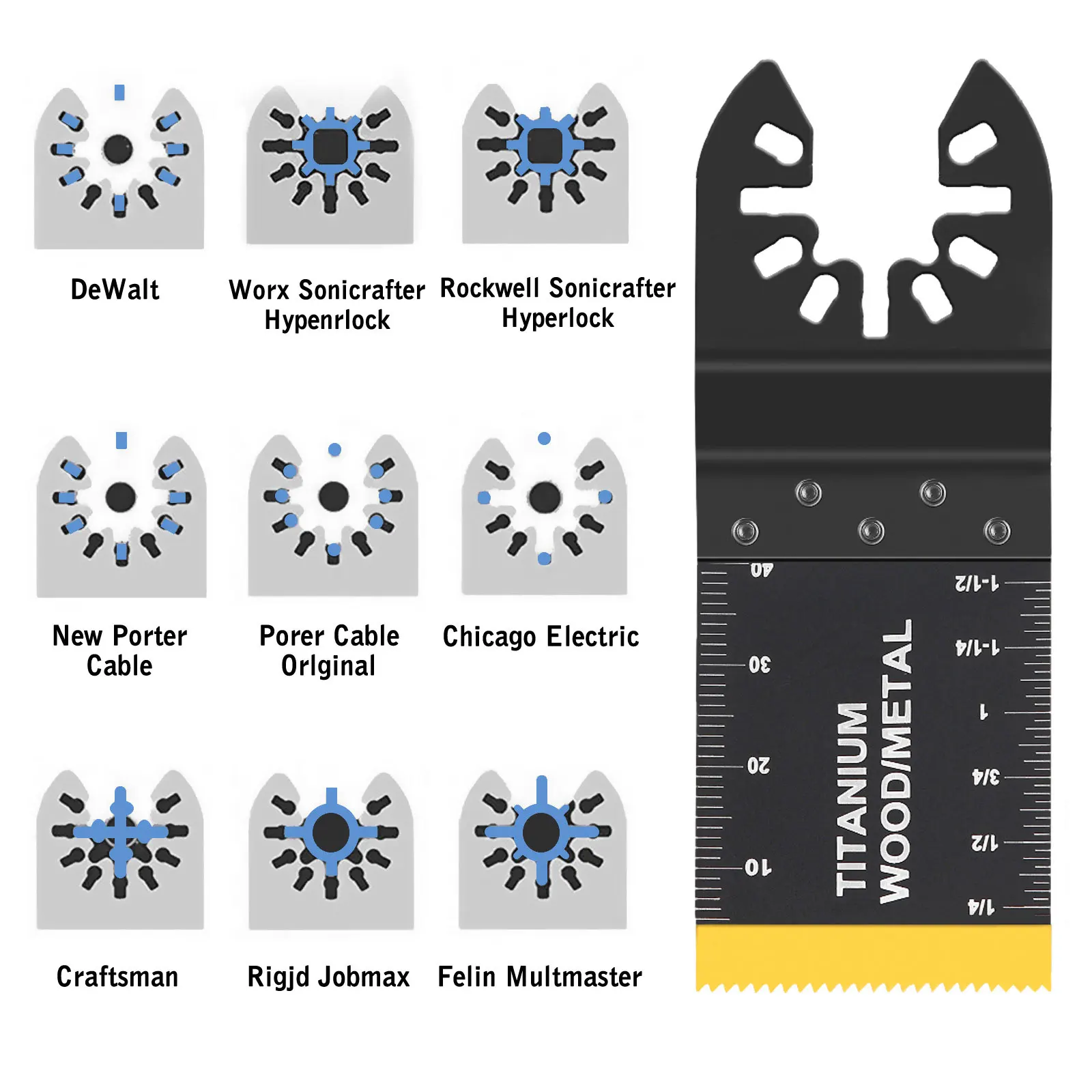 Set da 5 pezzi Lama per sega oscillante Lama per sega in metallo Tipo oscillante Lame multifunzione per accessori multiutensile per la lavorazione del legno