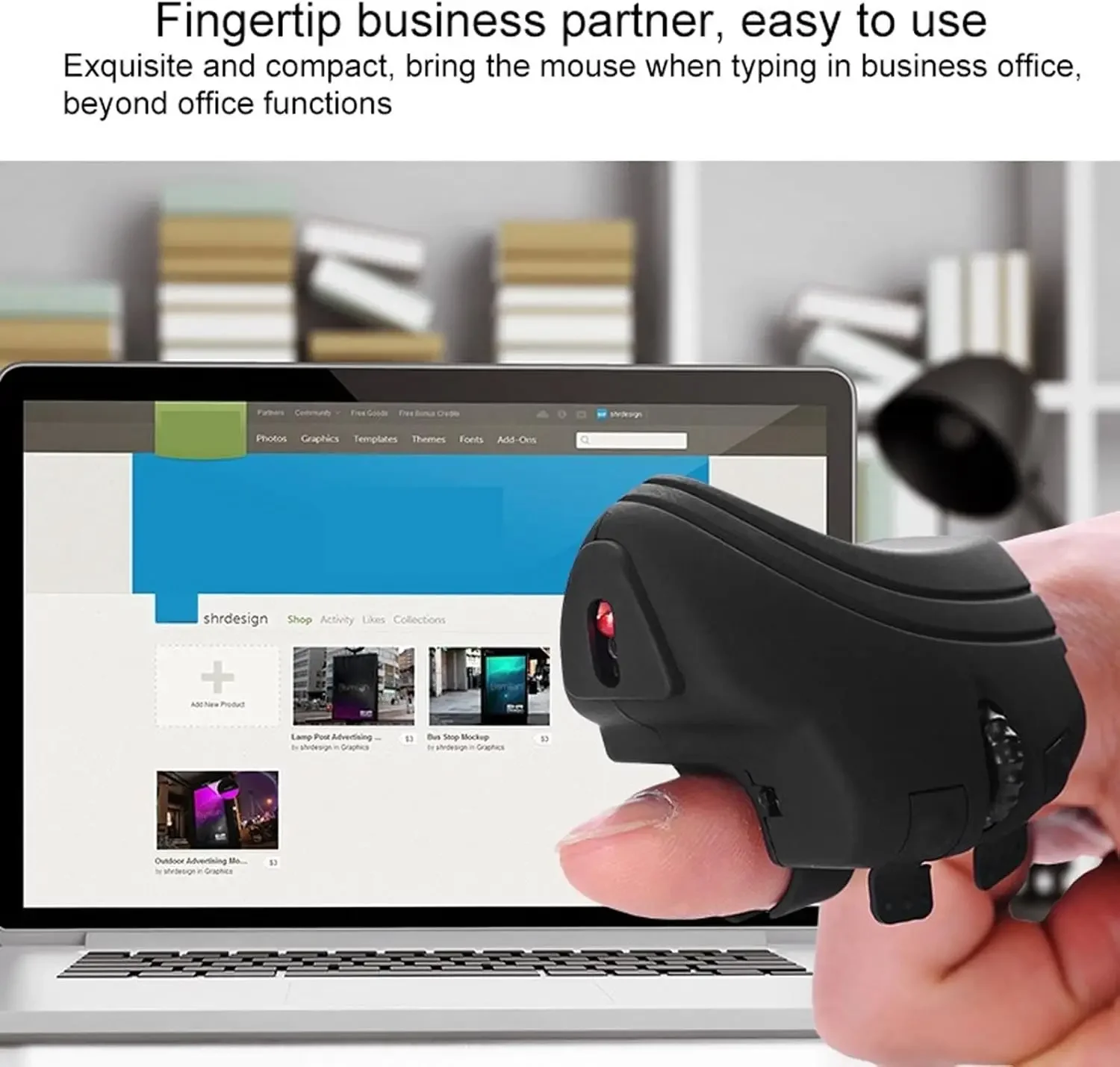 

Wearable Finger Bluetooth Mouse Rechargeable Ergonomic 1600DPI Optical Mice for Laptop PC Tablet