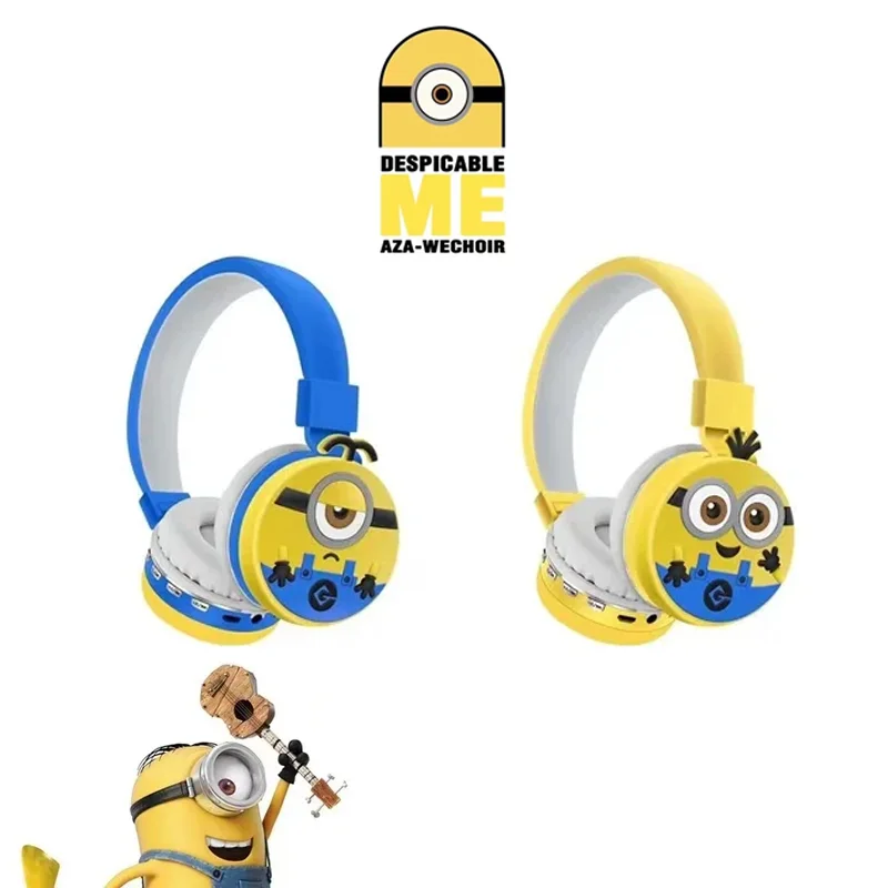 New Minions Bluetooth Earphones Wireless Earphones Anime Cartoon Stereo Earphones with Microphone Earphones for Christmas Gifts