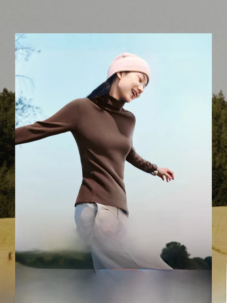 

Женская термофутболка Banana Le Fce с высоким воротом, осенняя новинка, теплая, приятная к телу, внутренняя одежда, стандартный крой