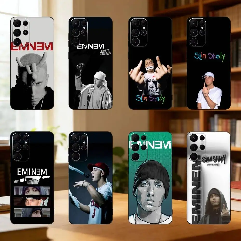 

Hip Hop Rapper Eminem Phone Case For Samsung S25,24,23,22,30,21,10,9,Ultra,Plus,Lite Soft Black Case