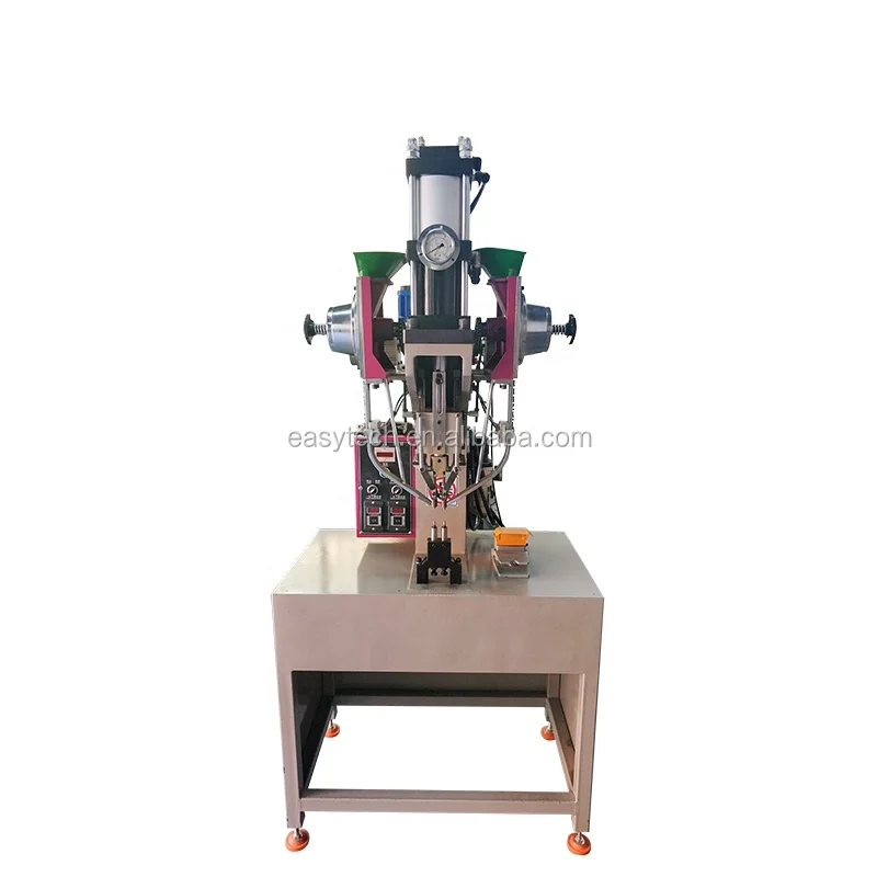 Fully automatic double head pneumatic grommet buttonhole curtain punching shoe eyeleting machines