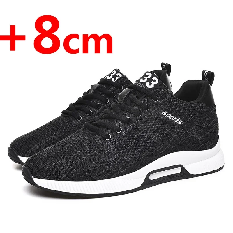 Men Sneakers Elevator Shoes Hidden Heels Breathable Heightening Shoes for Men Increase Insole 6CM Sports Casual Height Shoes