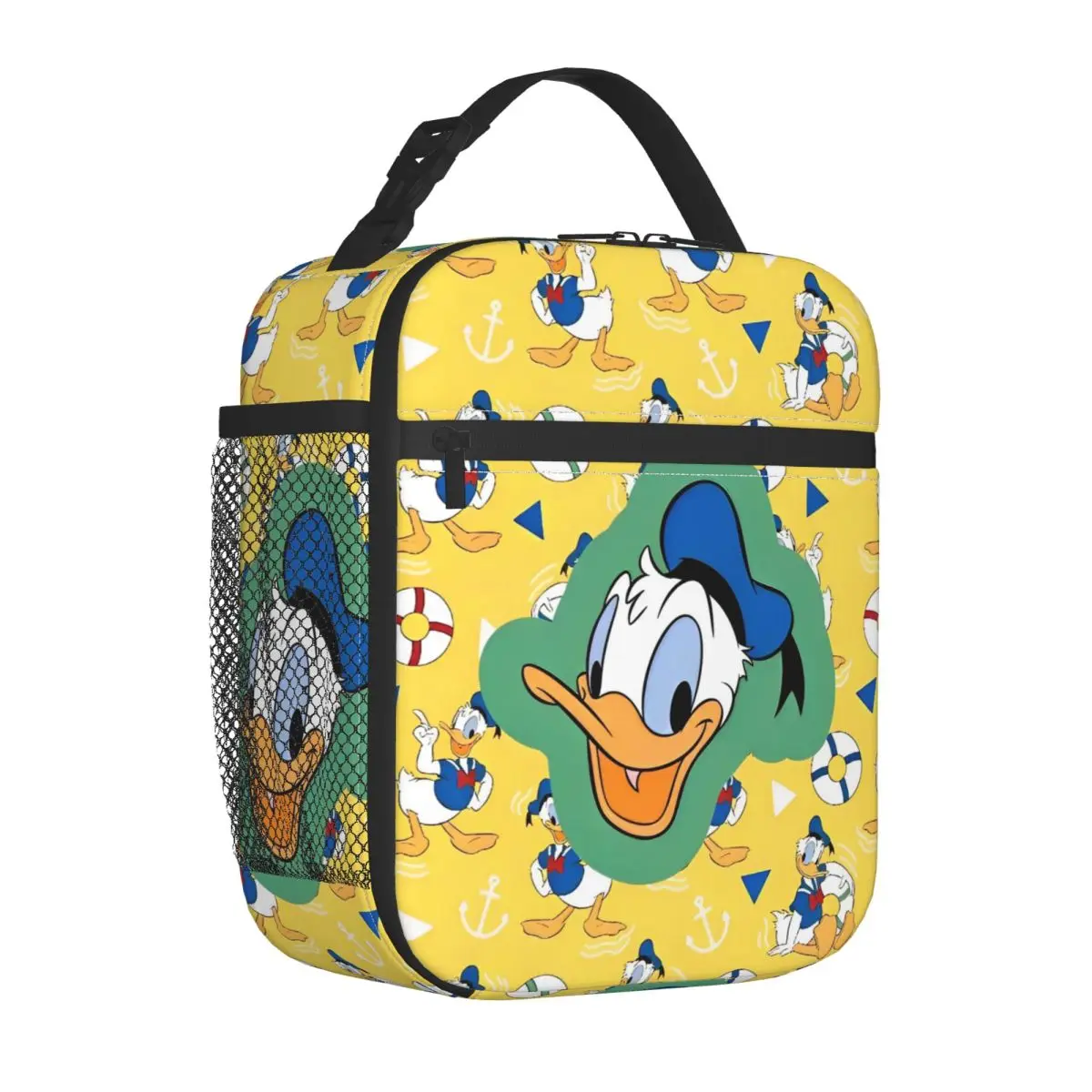 

Yellow Donald Duck Insulated Lunch Bag Thermal Bag Lunch Container Cartoon Large Tote Lunch Box Bento Pouch Beach Travel