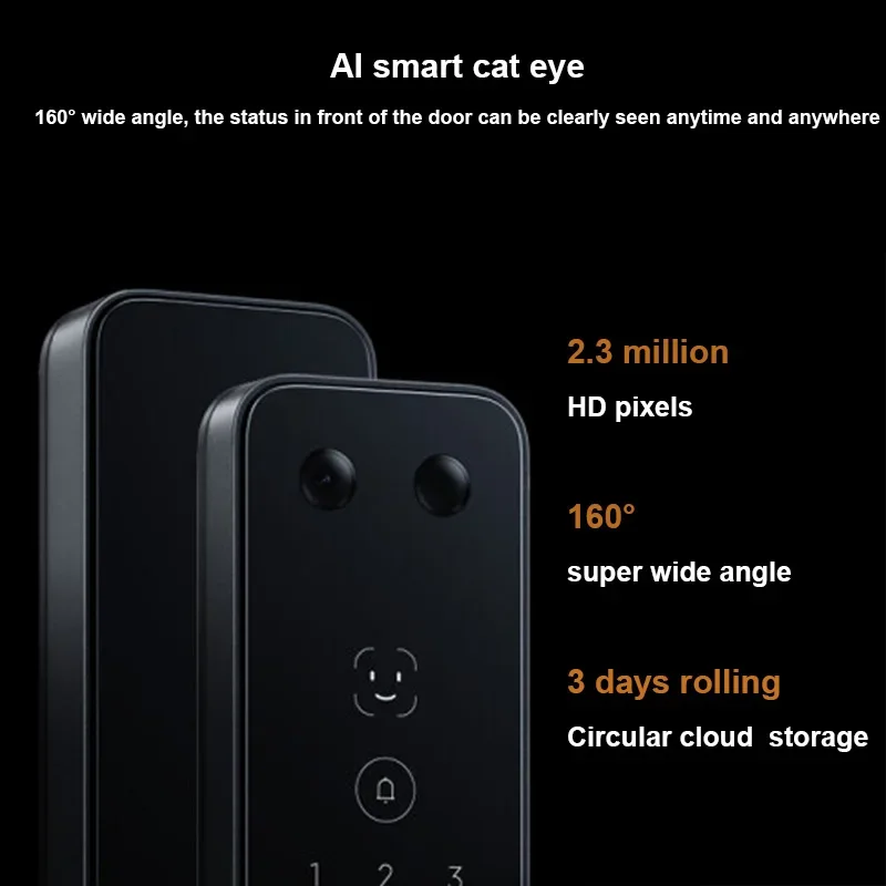 Xiaomi สมาร์ทประตูล็อค 2 AI Cat Eye 3D Face Recognition ล็อค NFC ลายนิ้วมือล็อคประตูอัตโนมัติล็อค Mijia APP Control