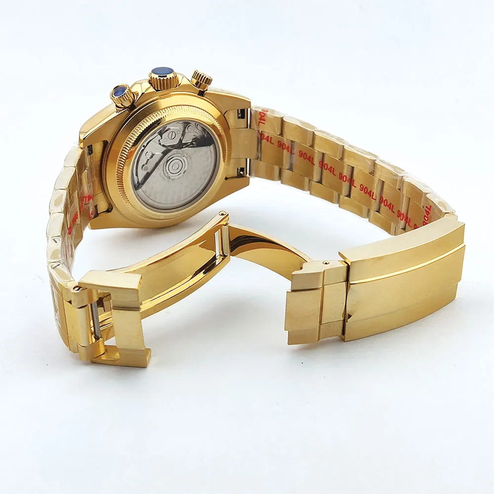 Orologio con gemma a colori di lusso da 39 mm Nuovo cronografo Orologio meccanico impermeabile da uomo in vetro zaffiro Orologio con movimento 7750 / 4613D