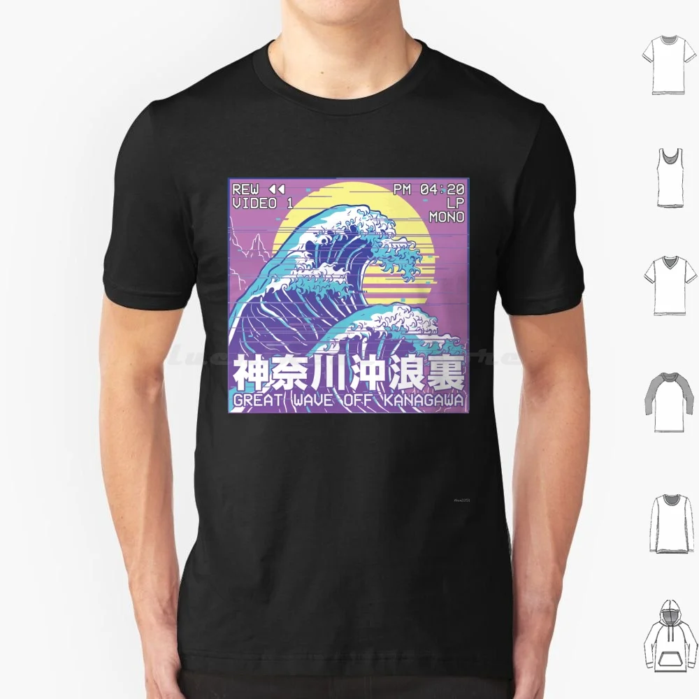 Vaporwave Aesthetic Great Wave Off Kanagawa Retro Glitch Gift T Shirt 6Xl Cotton Cool Tee Japanese Vaporwave Vaporwave