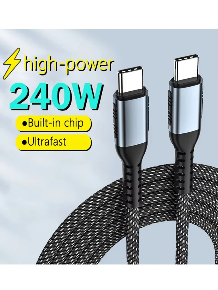 PD240W Ultrasnelle oplaadkabel Type USB-C 100W type-C oplaadkabel voor iPhone 15, Xiaomi, MacBook Pro met E-Marker chip - afbeelding 2