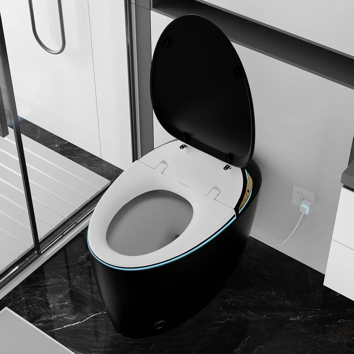 Luxury Smart Toilet With Bidet Seat, Elongated Egg Shaped Modern Design, Auto Open Auto Flush, Adjusted Heated, Customized image 3