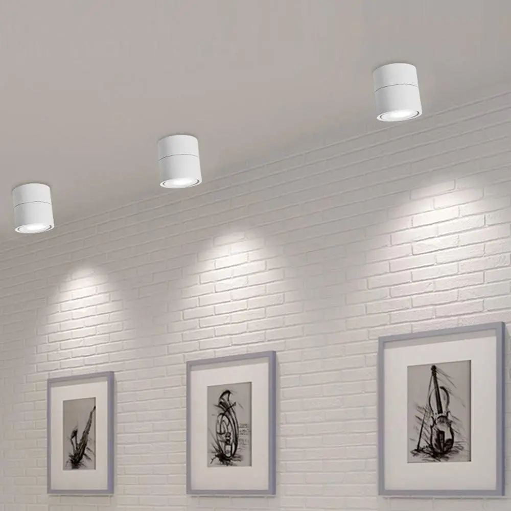 Faretto da soffitto a LED da 2 pezzi per interni 360 ° Lampada da parete da incasso COB da 10 W montata su superficie regolabile per display di sfondo fotografico