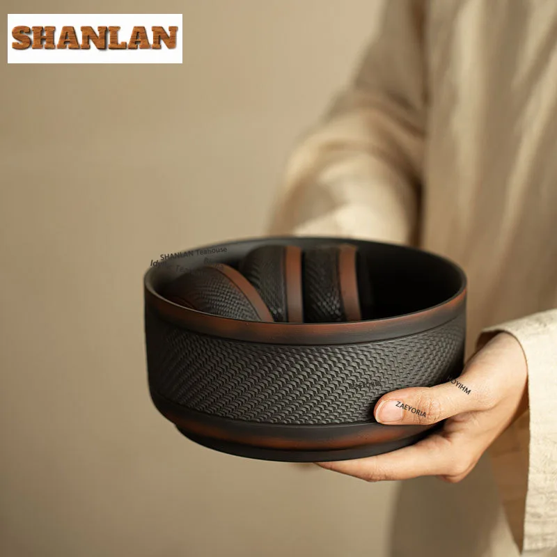 Purple Pottery Jumping Knife Pattern Jianshui Washing Cup Bowl Tea Residue Bucket Household Chaxi Accessories Decoration Gifts