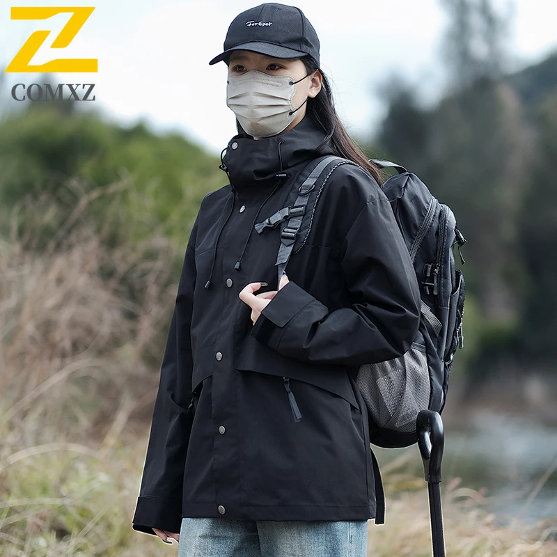 

Couple Charge Jacket Autumn New Color Blocked Trendy Windproof Waterproof Breathable Hooded Jacket Outdoor Camping Travel Coat