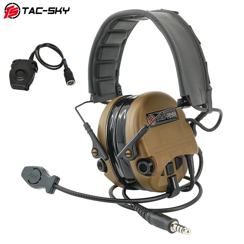 

TS TAC-SKY FOR SORDINUItra with Silicone Earmuffs, Airsoft Hunting Hearing Protection Headset + 6-Pin PTT