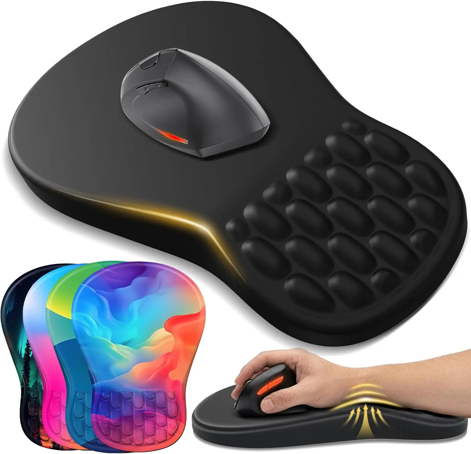 

Ergonomic Mouse Pad with Wrist Support - Gel Memory Foam, Non-Slip Base for Home Office & Gaming