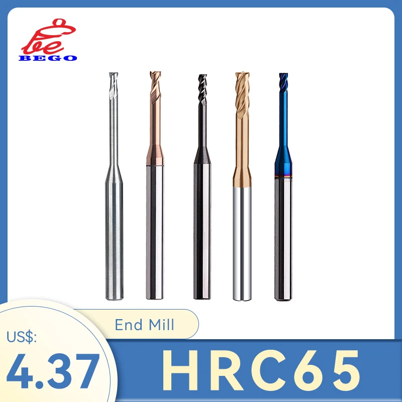 

1pc Hrc65 2/3/4 Flute Tungsten Carbide End Mill Milling Cutter Cnc Routerbits Long Flute Endmills 1mm 1.5mm 2mm 2.5mm 3.0mm