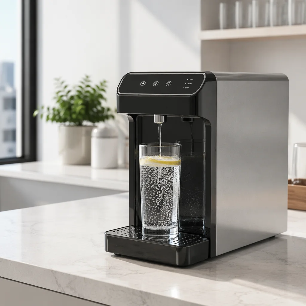 Desktop 3-in-1 Sparkling  Cooler Chilled&Soda Dispenser for Office,Direct Water Connection Carbonated Water Machine