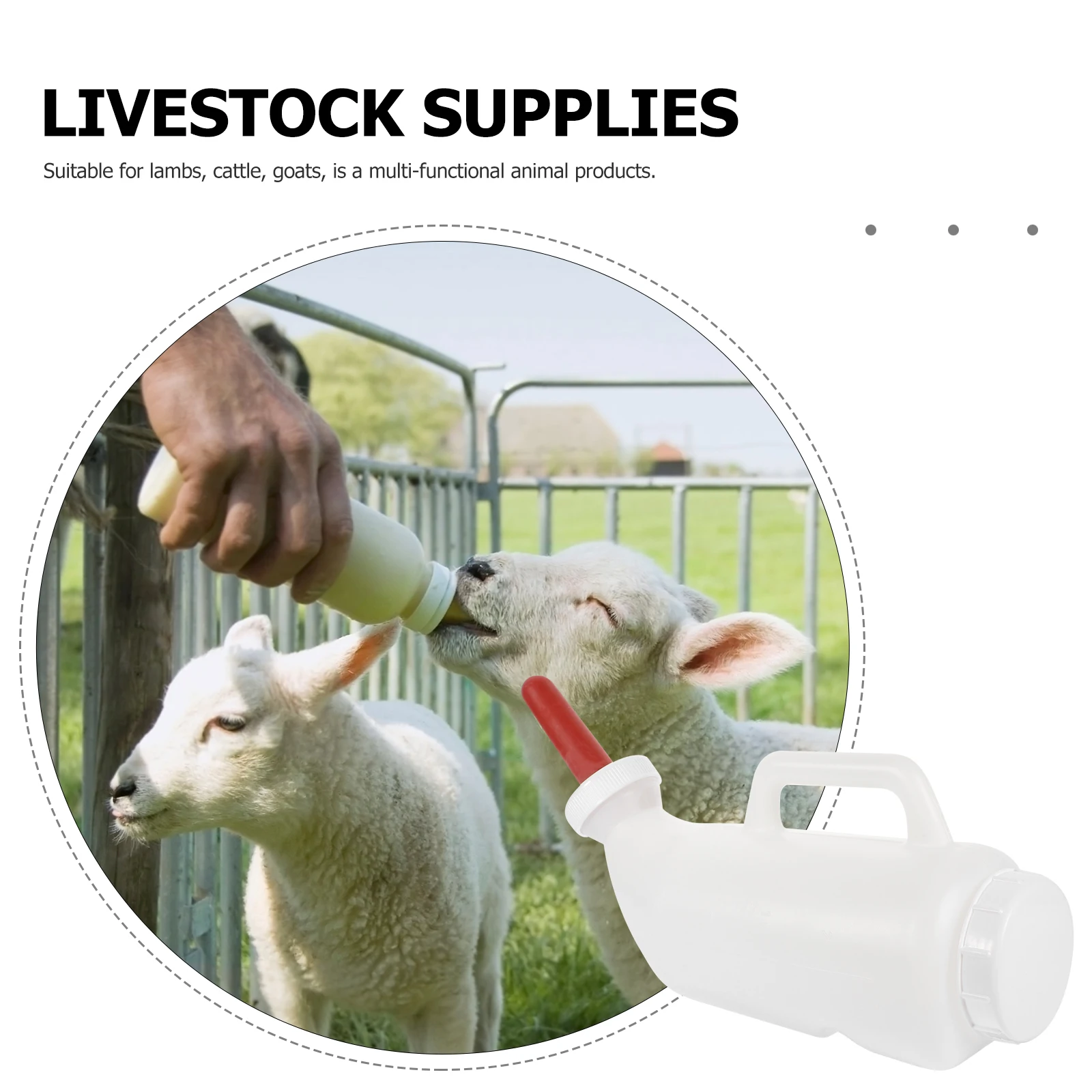 

1 set Calves Nursing Feeding Bottle Handle Lamb Cow Goat Milk Feeder Reusable Silicone Nipple 2L Livestock Feeding Bottle For