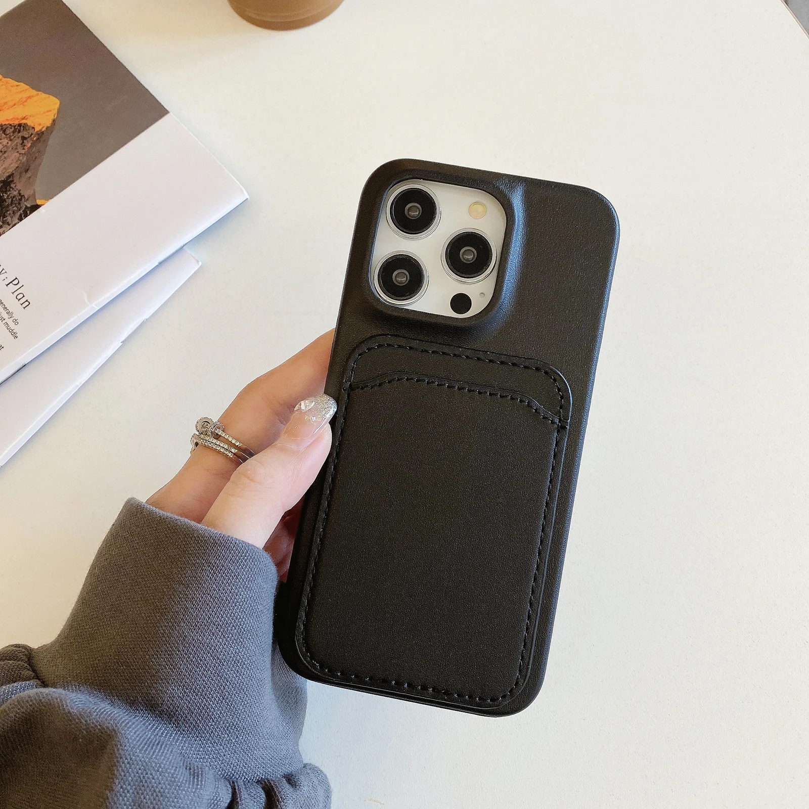 Vertical Cards Solt Leather Wallet Case For Iphone 15 Pro Max 14 Plus 13 12 Mini 11 XR X XS SE2022 7 8 Skin Feeling Bag Cover