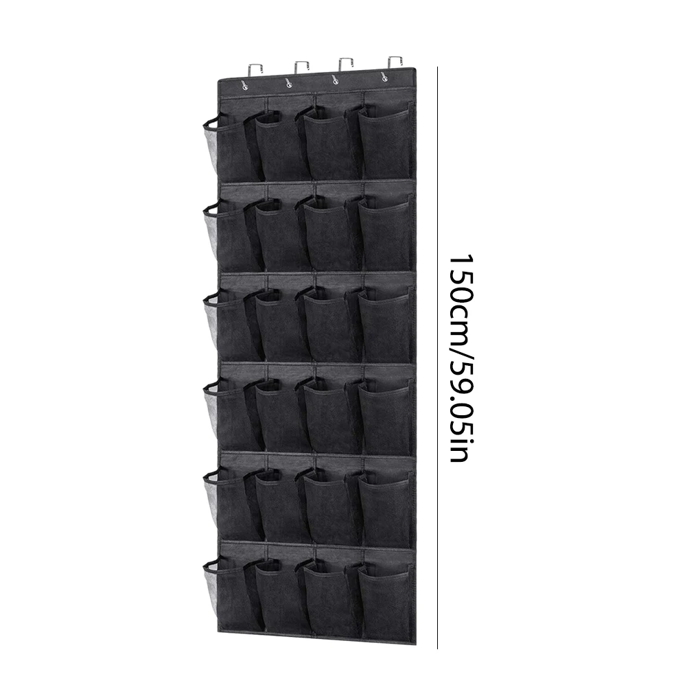 

Настенная сумка для хранения с 24 карманами, нетканый подвесной органайзер для обуви, стойка за дверью с 4 металлическими крючками, бытовая настенная сумка для хранения