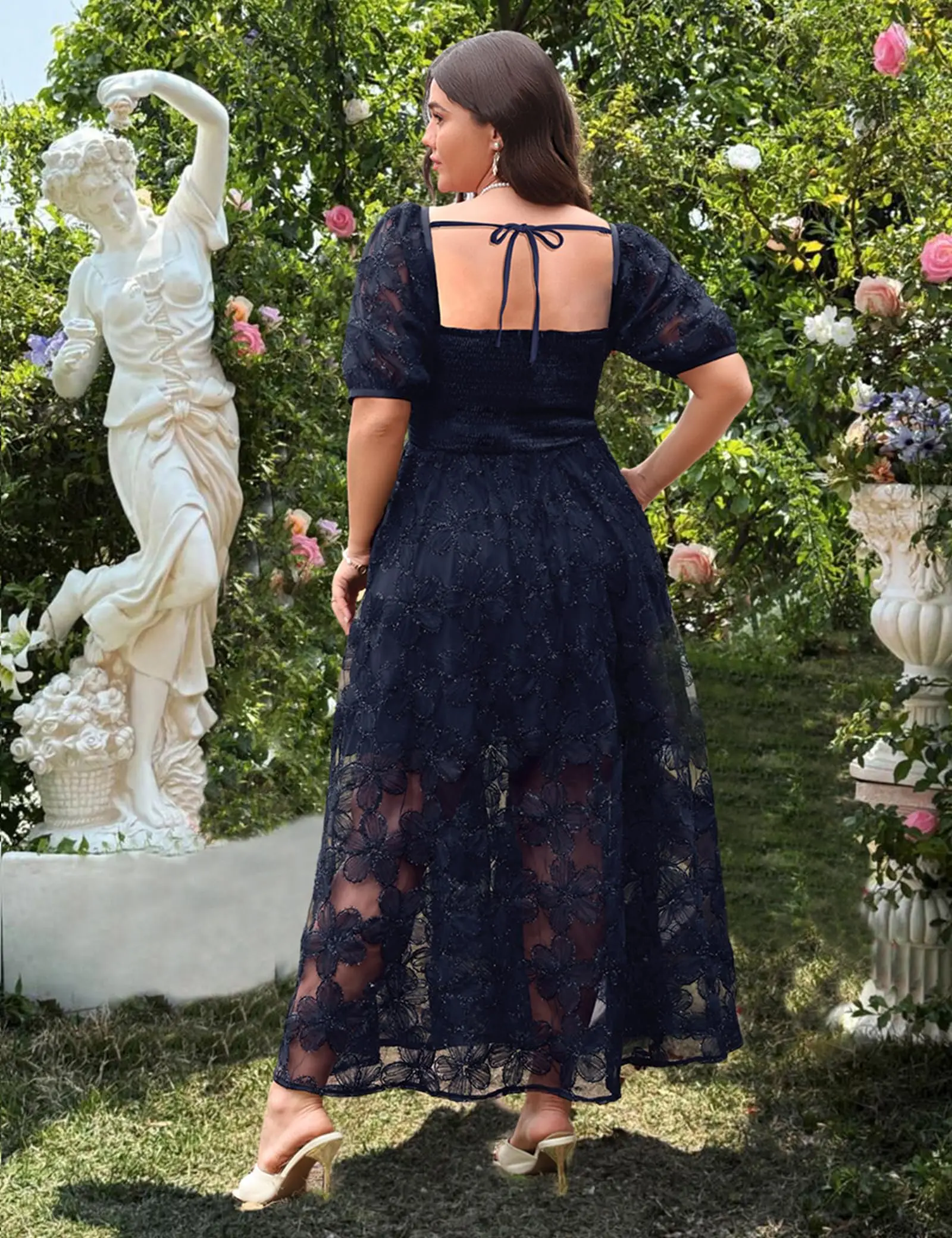 Customized Wedding Guest Cocktail Formal Plus Size Floral Embroidered Hide Tummy A-Line for Curvy Women Wedding Party Dresses