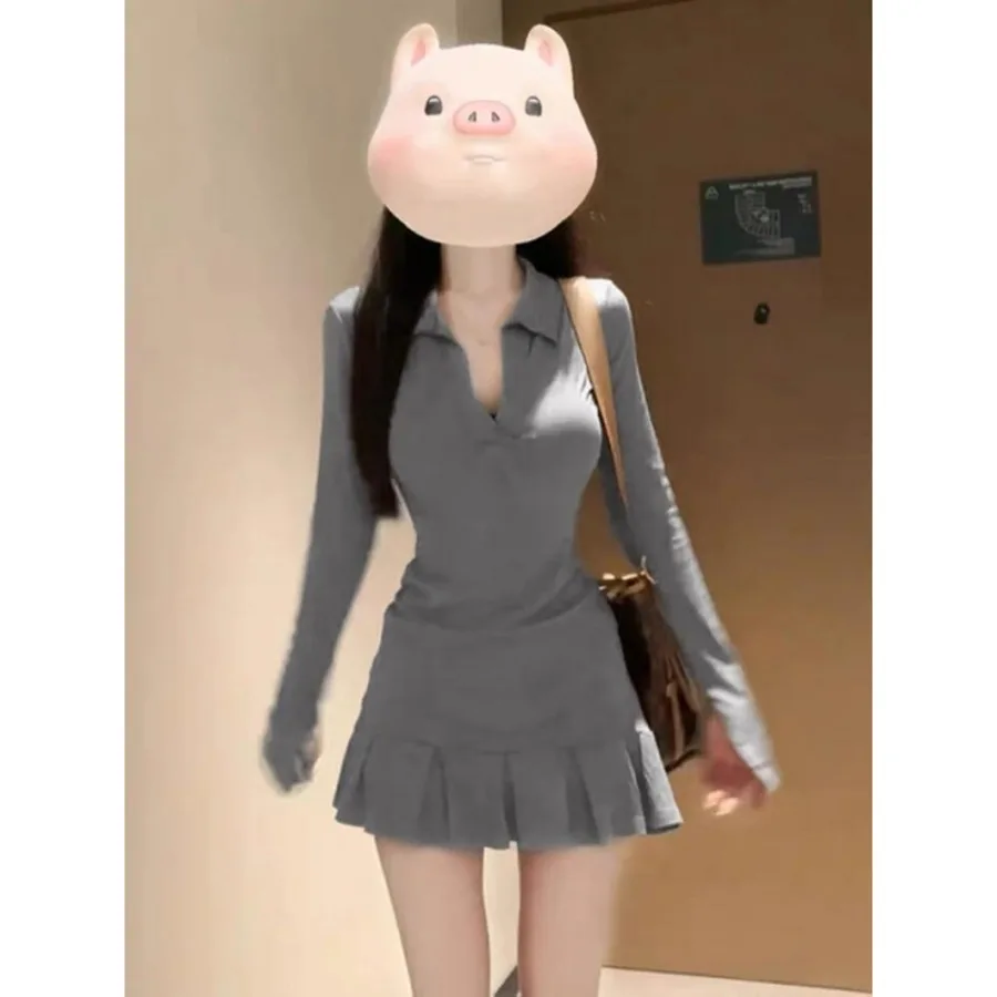 

【New style】Korean high-quality black dress, children's early spring, new style, slim waist, hip, short skirt suit